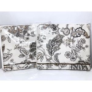 Peacock Alley Euro Shams Avignon Ivory Paisley Brown Cream Floral NEW 26x26"